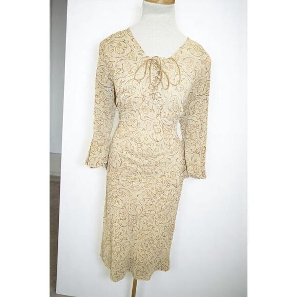 Vintage Sheena Fashions Lace-Up Midi Dress – Made in USA – Size Large - Picture 2 of 8